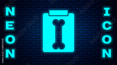 Glowing neon X-ray shots icon isolated on brick wall background. Vector Illustration.