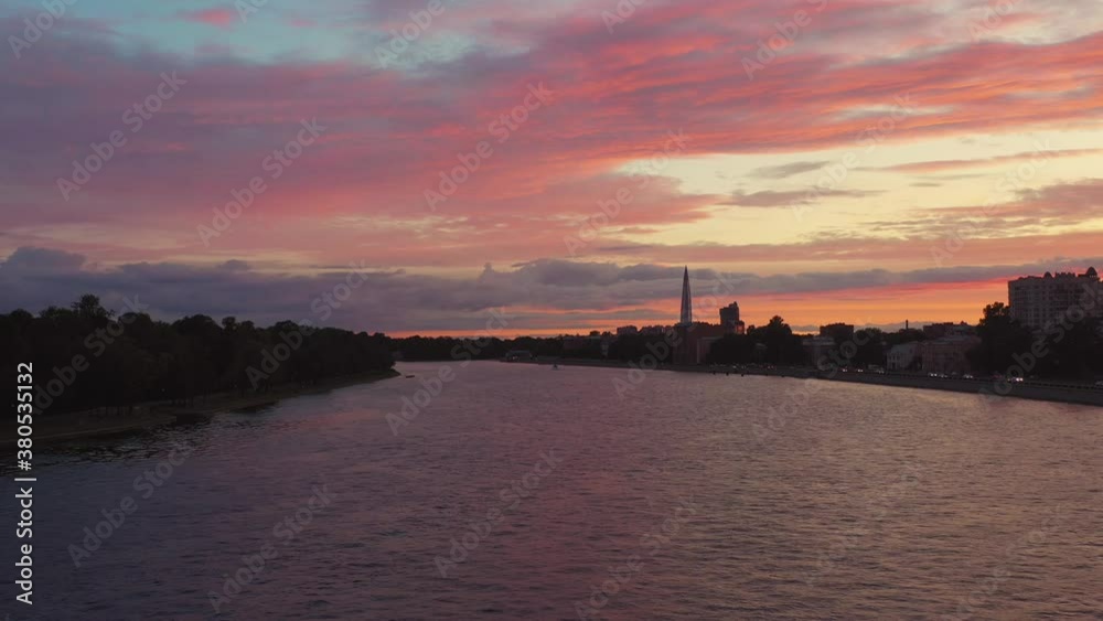Sunset over the Neva River in St. Petersburg Sunset over the Neva River in St. Petersburg