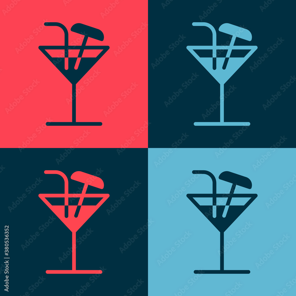 Pop art Cocktail icon isolated on color background. Vector Illustration. Pop art Cocktail icon isolated on color background. Vector Illustration.
