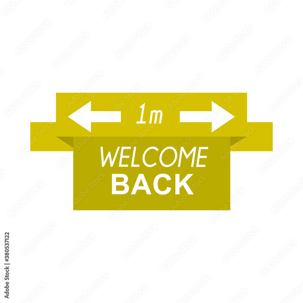 banner welcome back keep distance ribbon flat icon banner welcome back keep distance ribbon flat icon