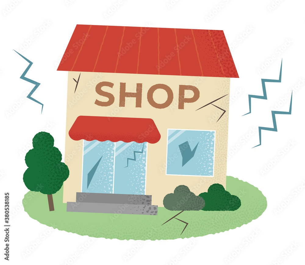 地震の被害に遭うショップのベクターイラスト Stock Vector | Adobe Stock