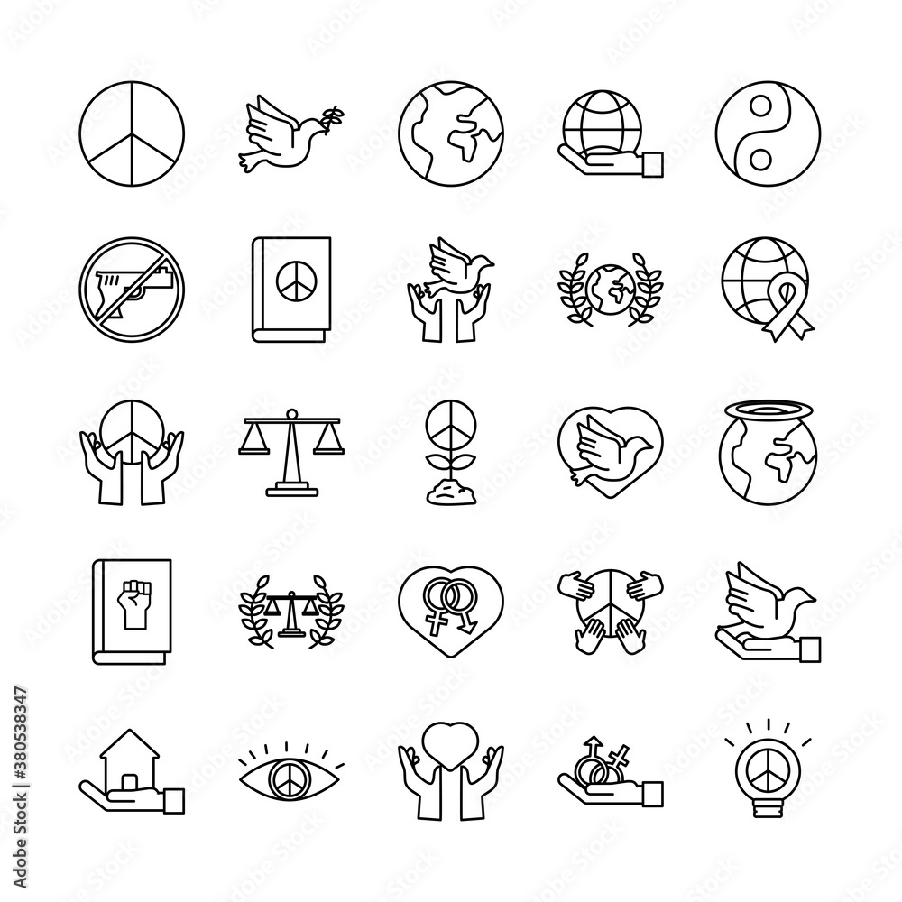 bundle of twenty five human rights line style set icons bundle of twenty five human rights line style set icons