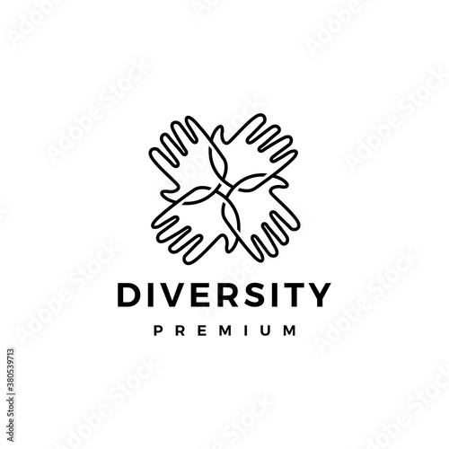 hand diversity team community logo vector icon illustration