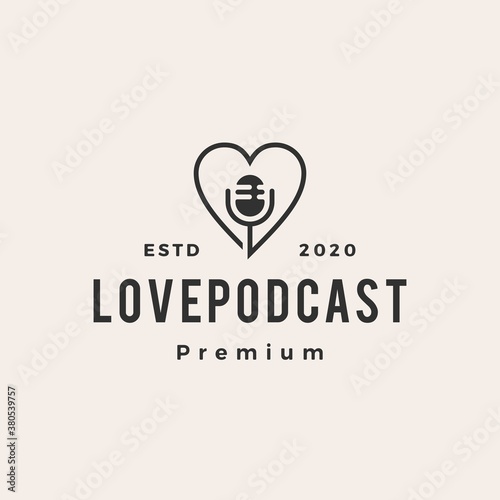 love podcast hipster vintage logo vector icon illustration