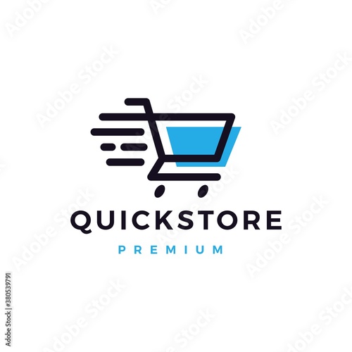 quick shop store logo vector icon illustration