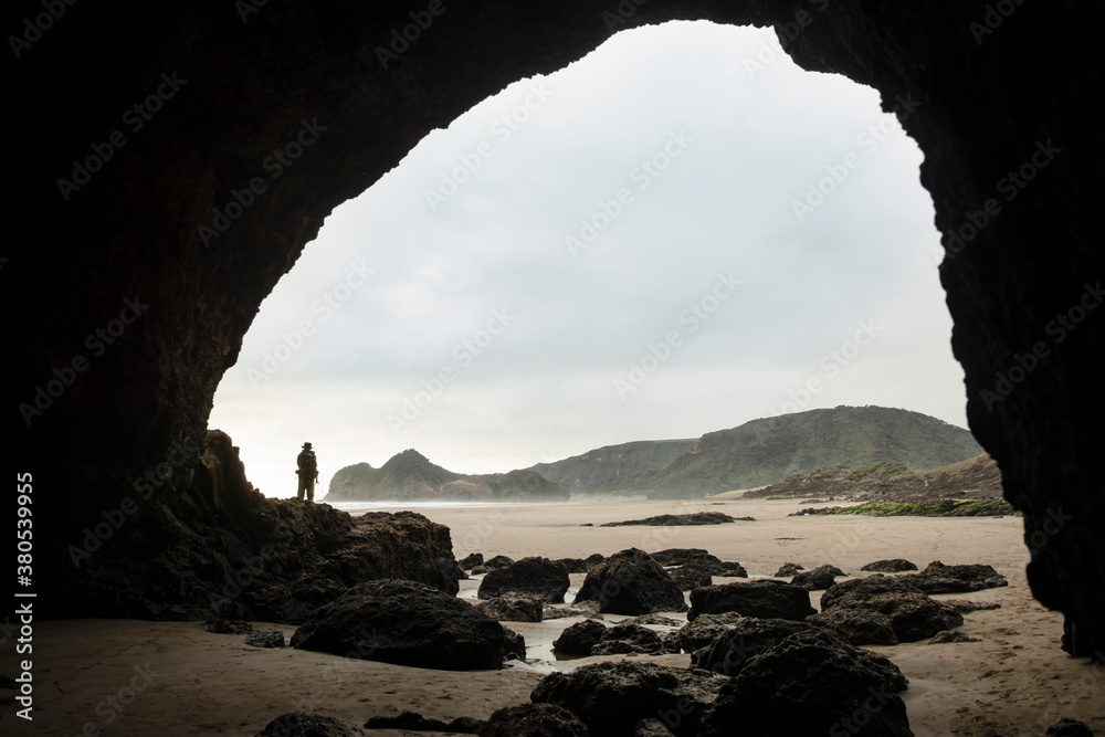 Cave at the end of Bethells beach, Waitakere, Auckland