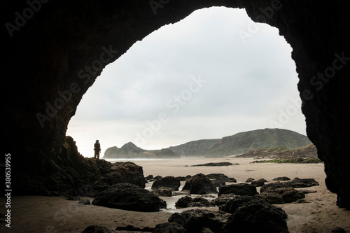 Cave at the end of Bethells beach, Waitakere, Auckland
