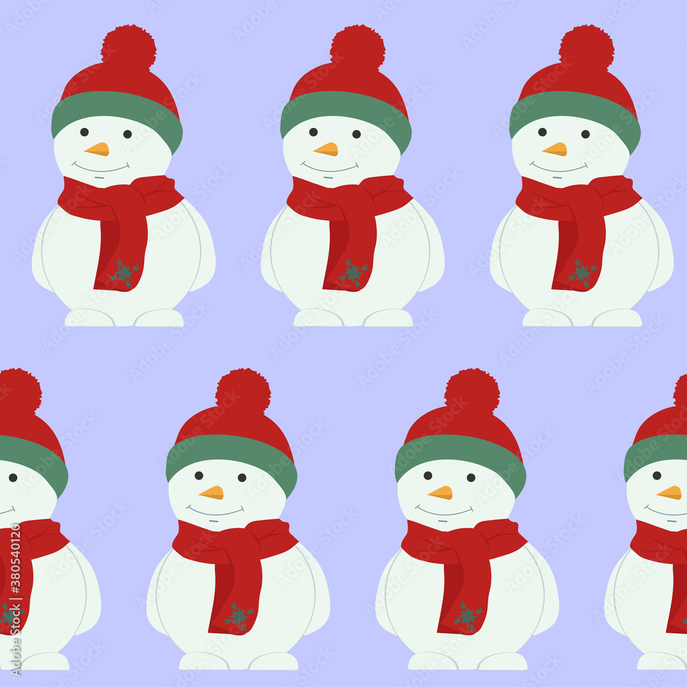 Seamless vector illustration of a snowman