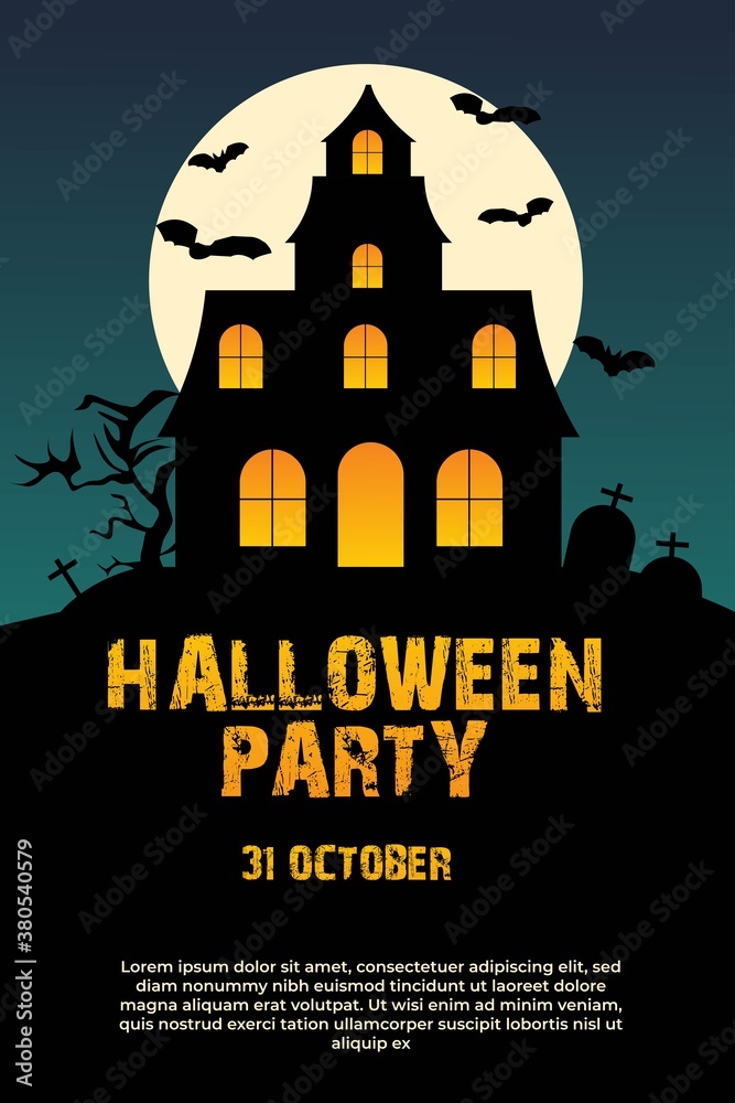 Halloween Party invitation template. vector illustration