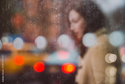 Blurred woman in traffic
