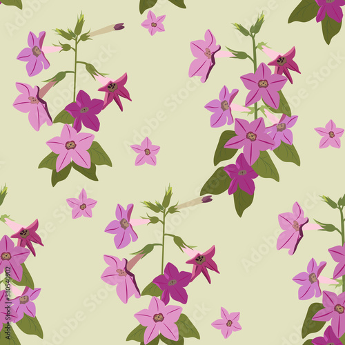 Seamless vector illustration with beautiful burgundy, pink bells.