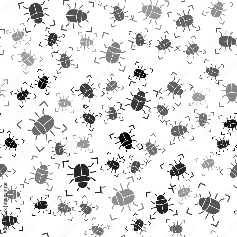 Black System bug concept icon isolated seamless pattern on white background. Code bug concept. Bug in the system. Bug searching. Vector. Black System bug concept icon isolated seamless pattern on white background. Code bug concept. Bug in the system. Bug searching. Vector.