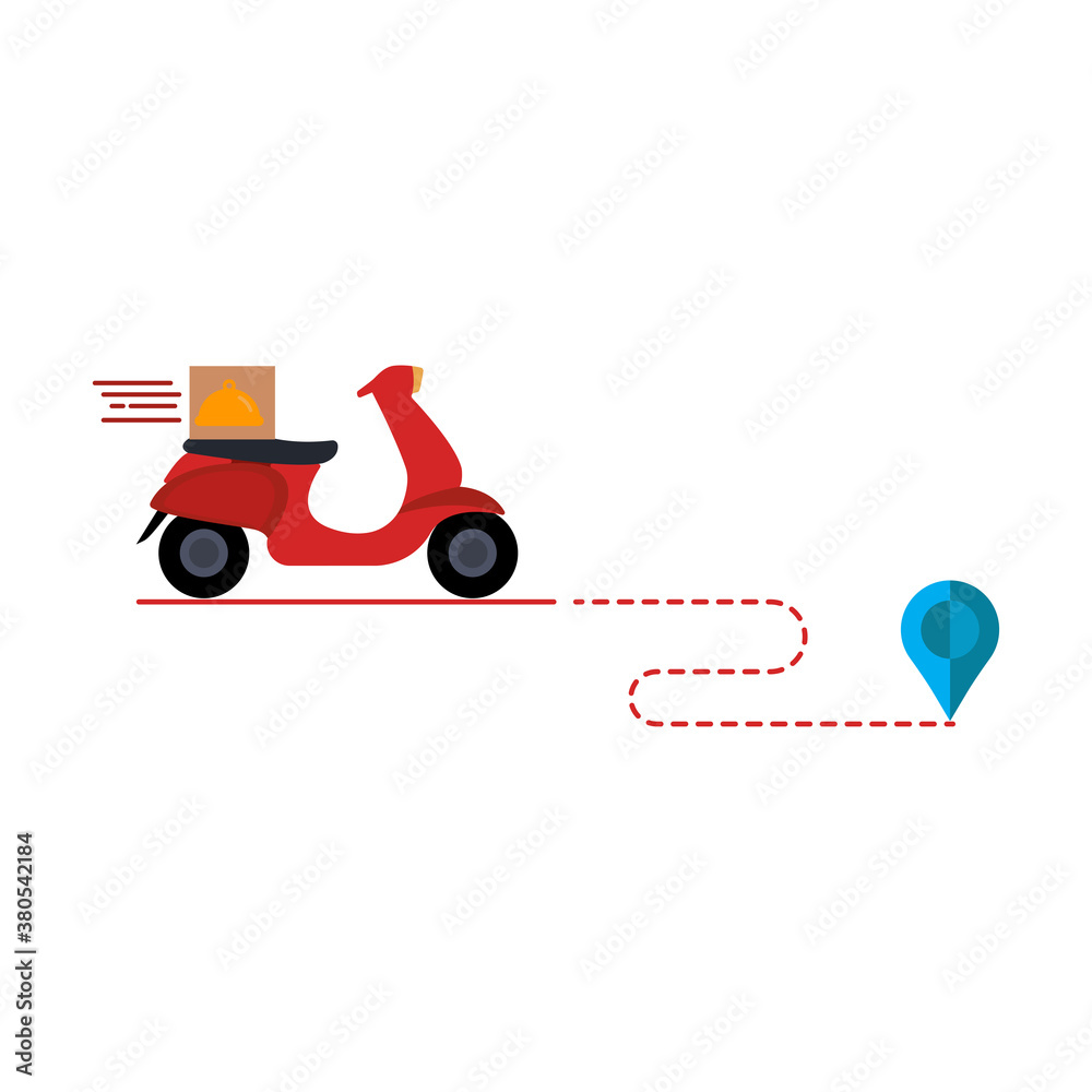 Delivery flat icon and location Motorcycle icon. Design template vector