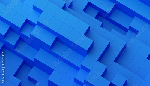 Abstract 3d render  blue geometric background design with cubes