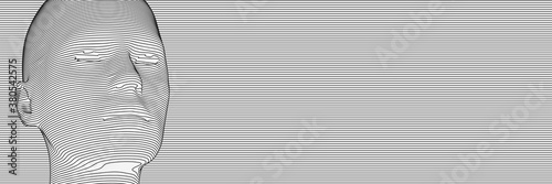 Lined head of woman. Abstract profile view of a woman. Vector background.