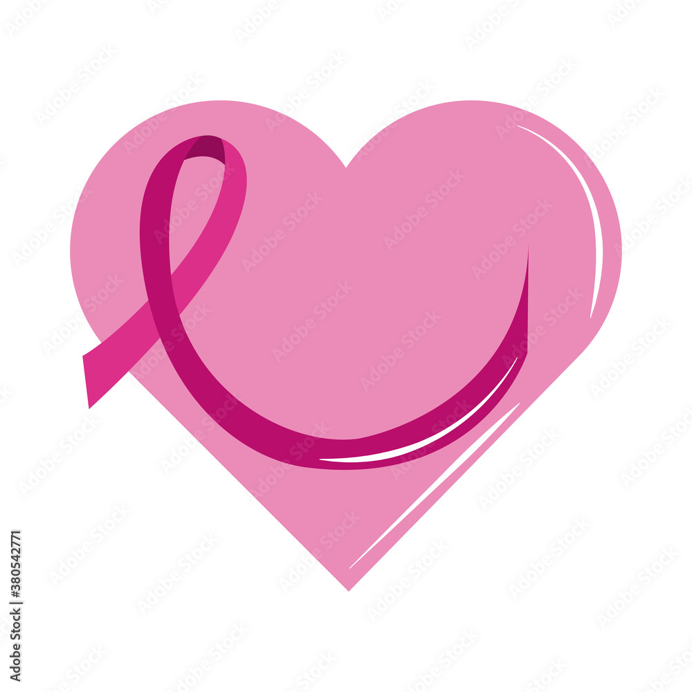 breast cancer awareness month, pink heart ribbon love, healthcare concept flat icon style breast cancer awareness month, pink heart ribbon love, healthcare concept flat icon style