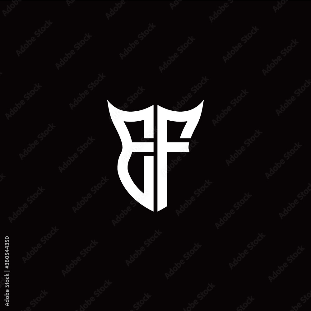 Initial E F letter with unique shield style logo template vector Initial E F letter with unique shield style logo template vector