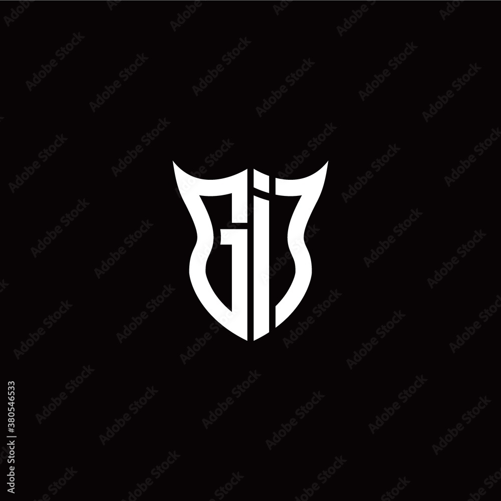 Initial G I letter with unique shield style logo template vector Initial G I letter with unique shield style logo template vector
