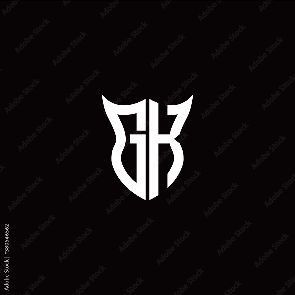 Initial G K letter with unique shield style logo template vector Initial G K letter with unique shield style logo template vector