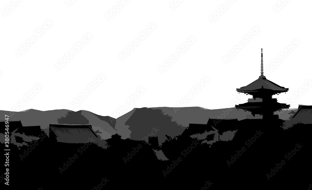 Fototapeta premium Kyoto-style background illustration of the ancient capital