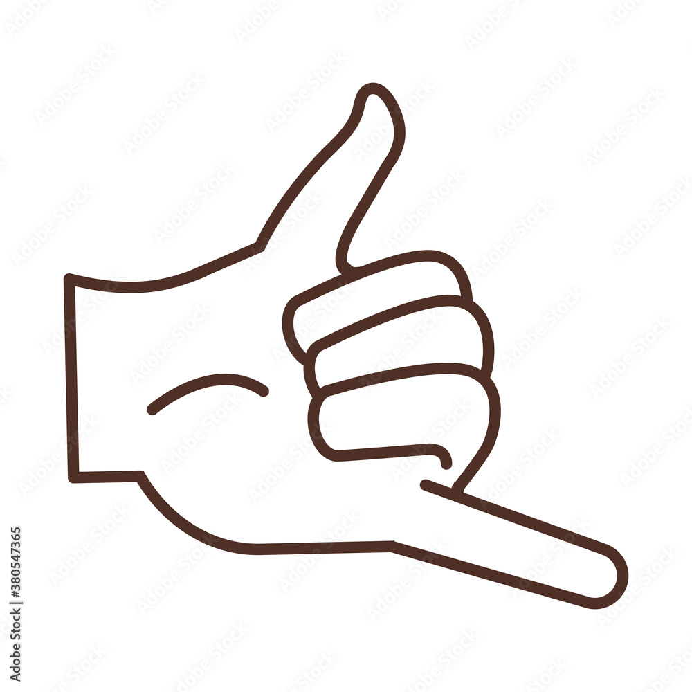 sign language hand gesture indicating aloha, line icon sign language hand gesture indicating aloha, line icon