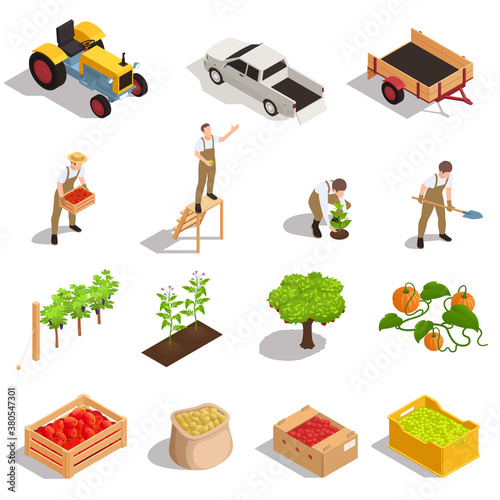 Farm Harvesting Isometric Set 