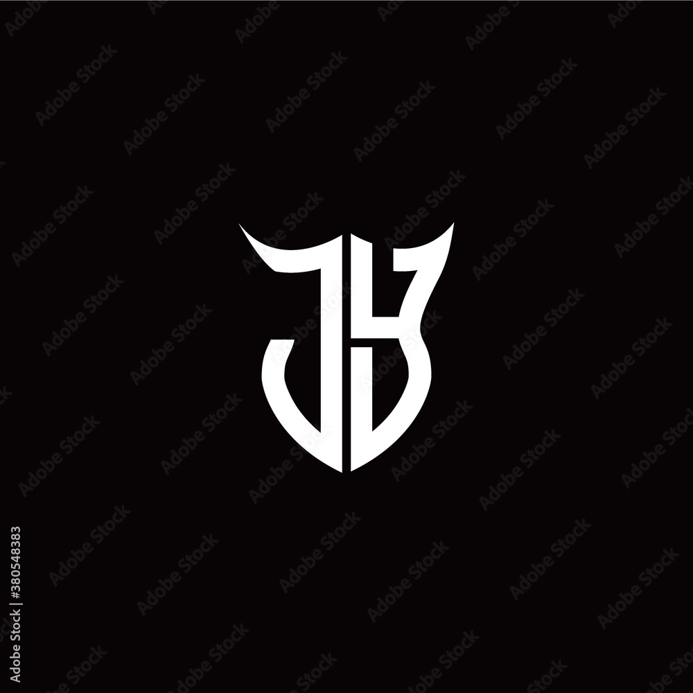 Initial J Y letter with unique shield style logo template vector