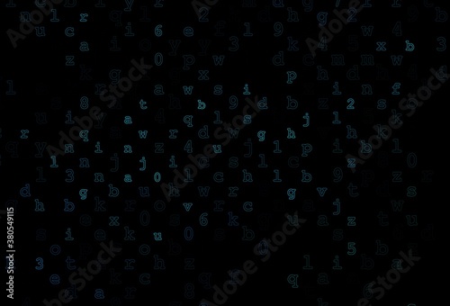 Dark BLUE vector cover with english symbols.