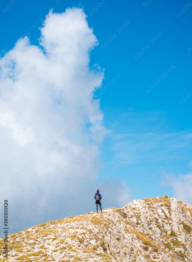 Monte Vettore (Italy) - The landscape summit of Mount Vettore, one of the highest peaks of the Apennines with its 2,476 meters. In the Monti Sibillini national park, Marche region.