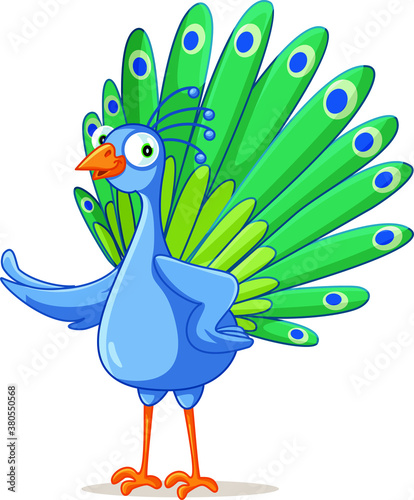 Funny Vector Cartoon Peacock Character
