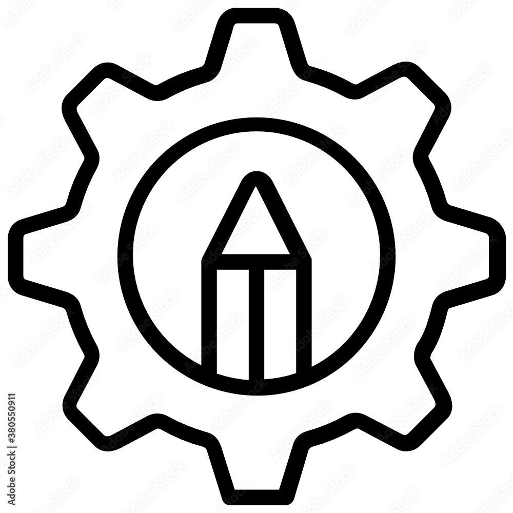 
Writing skills vector, gear with pencil 
