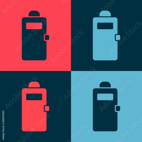 Pop art Police assault shield icon isolated on color background. Vector.
