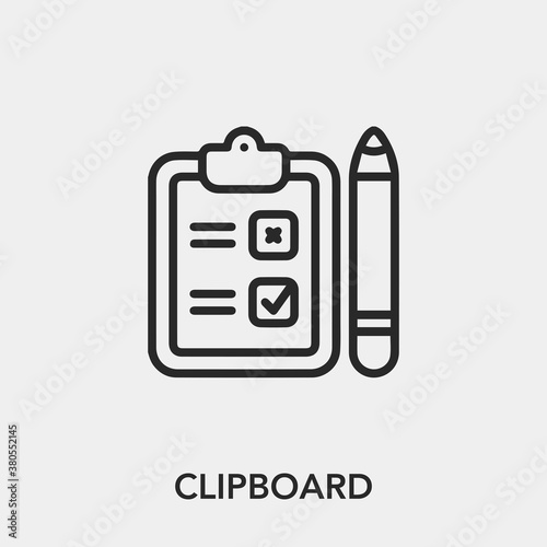 clipboard icon vector. Linear style sign for mobile concept and web design. clipboard symbol illustration. Pixel vector graphics - Vector.