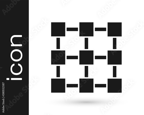 Black Blockchain technology icon isolated on white background. Cryptocurrency data. Abstract geometric block chain network technology business. Vector.