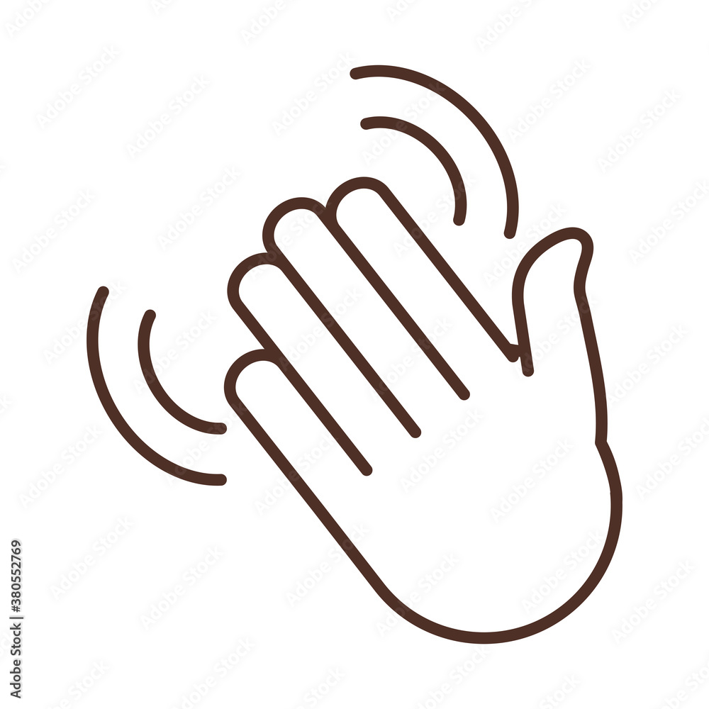 Fototapeta premium sign language gesture clapping hand, line icon