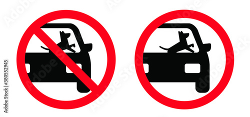 Hot cars kill dogs. Stop, do not dog in hot car or dog in locked cars in the summer. Abandoned animal in closed space ( parking ). Vector pet sign. No pets inside car in the sun as heat stroke.