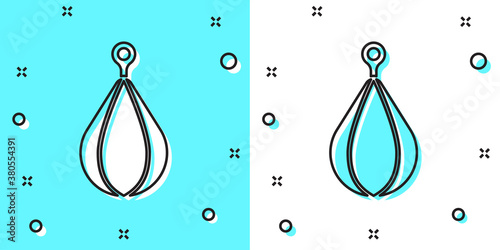 Black line Punching bag icon isolated on green and white background. Random dynamic shapes. Vector.