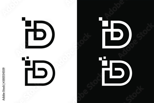 Letter D digital symbol for design concept. Very suitable in various business purposes, also for icon, logo symbol, technology and many more.