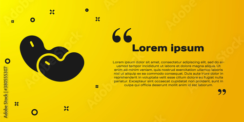 Black Beans icon isolated on yellow background. Vector.