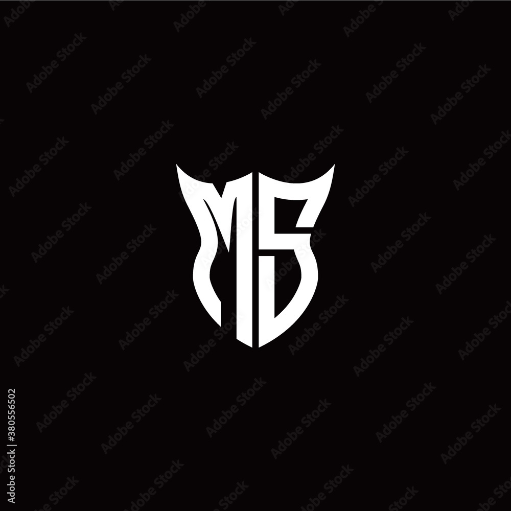 Initial M S letter with unique shield style logo template vector Initial M S letter with unique shield style logo template vector