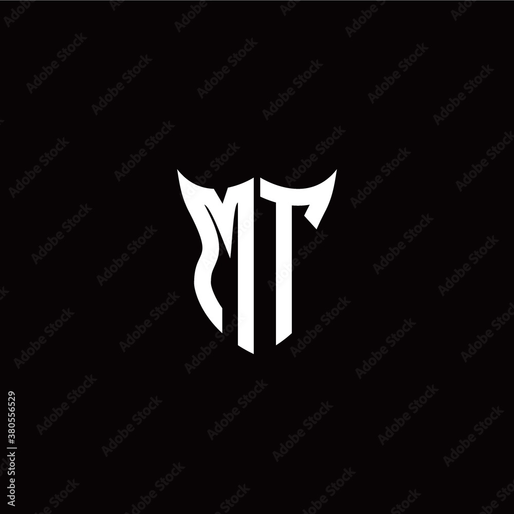 Initial M T letter with unique shield style logo template vector