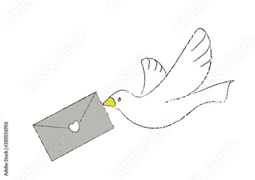 手紙を運ぶ鳥　カラー
Bird carrying a letter　Color