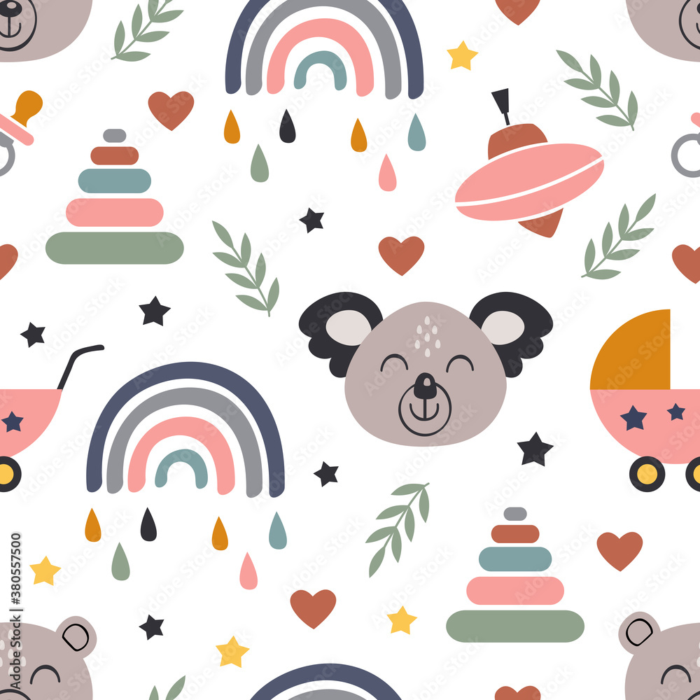 seamless pattern with koala and baby icons
-  vector illustration, eps
