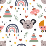 seamless pattern with koala and baby icons
-  vector illustration, eps
