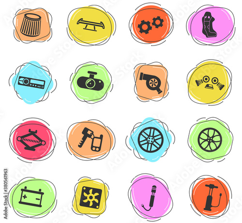 car shop icon set