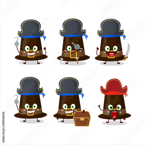 Cartoon character of brown pilgrims hat with various pirates emoticons