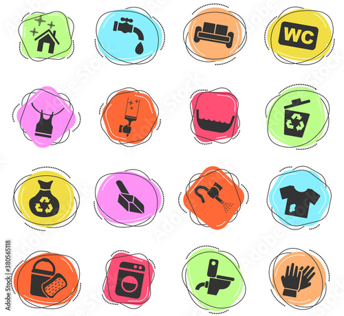 cleaning company icon set