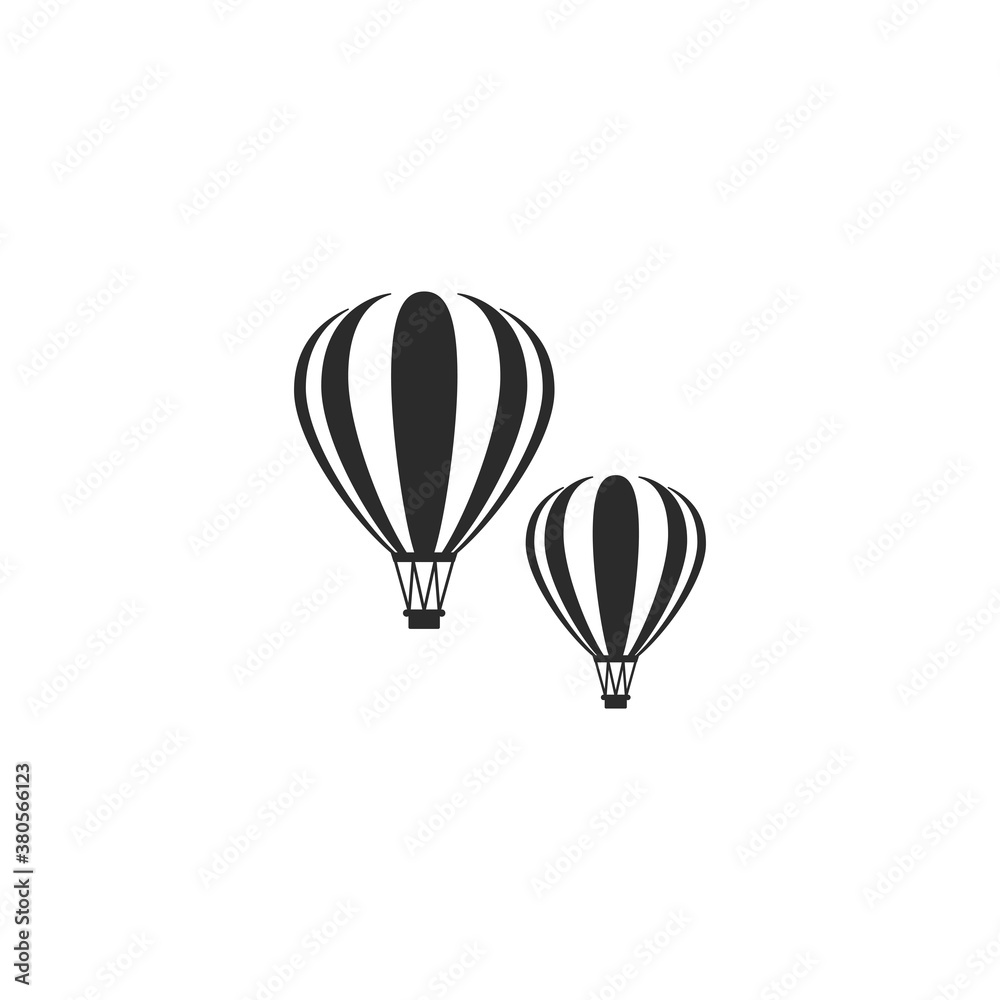 Obraz premium two black hot air balloons isolated on white. Flat cartoon design.