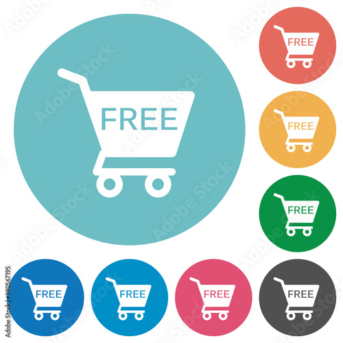 Free shopping cart flat round icons