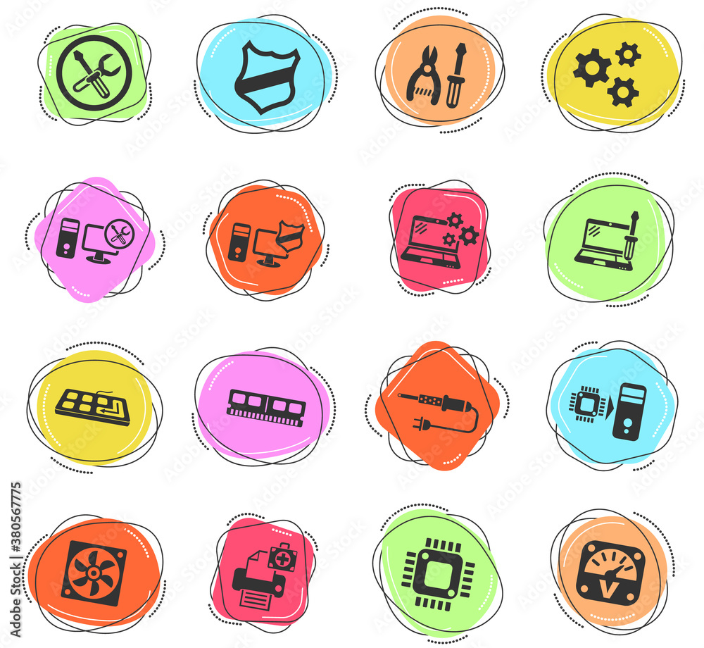 computer repair icon set computer repair icon set